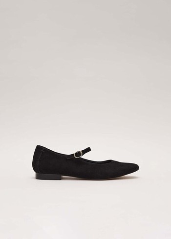 Phase Eight Leather Square Toe Mary Jane Flats Black Australia | MY8569140